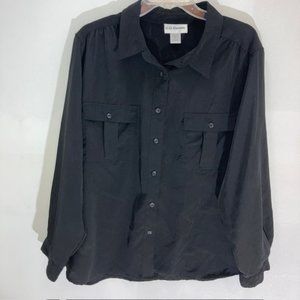 C. D. DANIELS BLACK LONG-SLEEVED BUTTON DOWN 2 POCKET SHIRT PLUS 3X